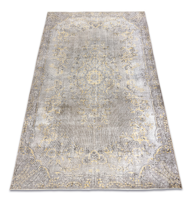 Ručně tkaný vlněný koberec Vintage 10432 rám / ornament, béžový / žlutý