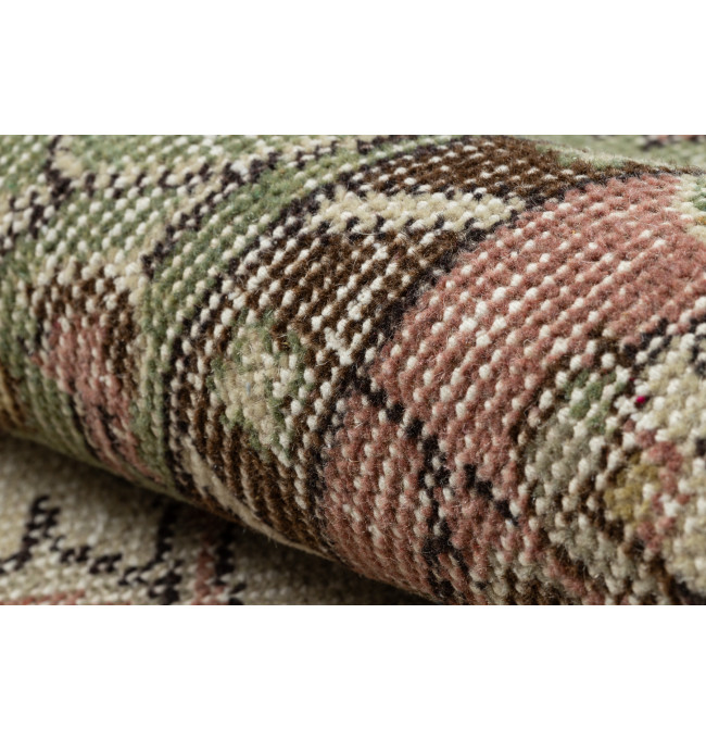 Ručně tkaný vlněný koberec Vintage 10534 ornament / květy, béžový / zelený