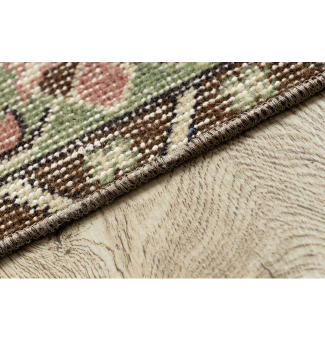 Ručně tkaný vlněný koberec Vintage 10534 ornament / květy, béžový / zelený