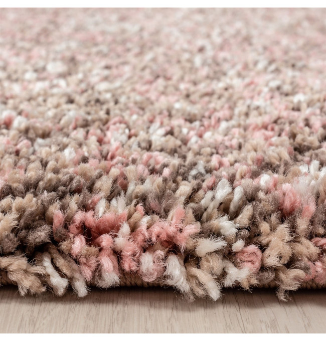 Koberec Enjoy růžový / vícebarevný kruh