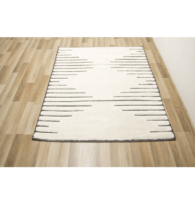 Koberec Shaggy Lula Soft IM43A kosočtverce, krémový / grafitový