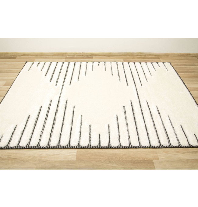 Koberec Shaggy Lula Soft IM43A kosočtverce, krémový / grafitový