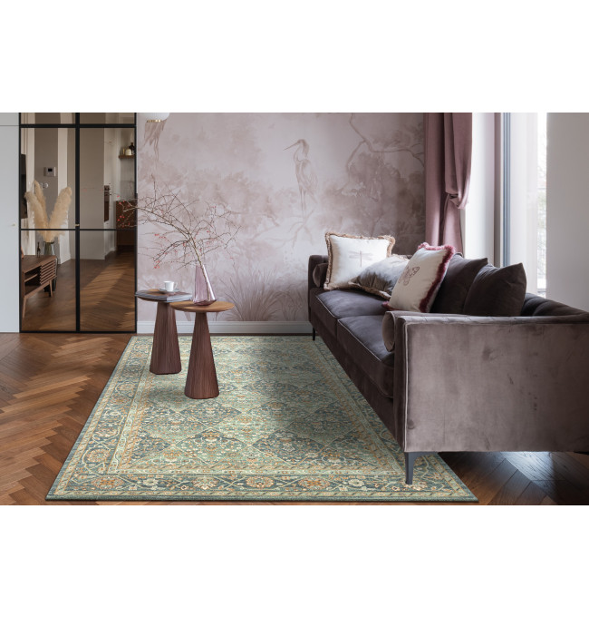 Koberec SOHO 477.27.LA500 OSTA geometrický naturální zelený / nebeský