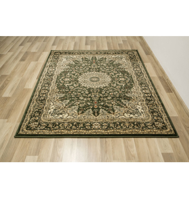 Koberec Super Rose 3558A ornament rozeta tmavě zelený