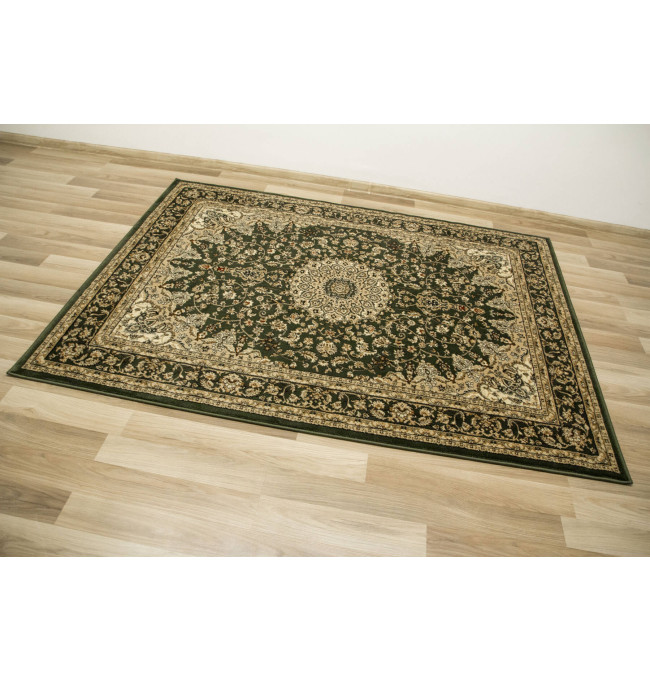 Koberec Super Rose 3558A ornament rozeta tmavě zelený