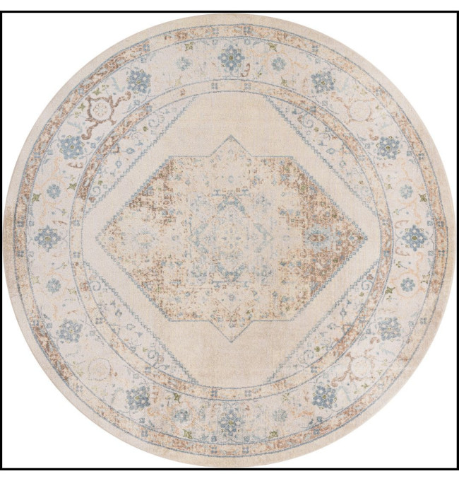 Koberec ASTRA sloní kost / modrý kruh