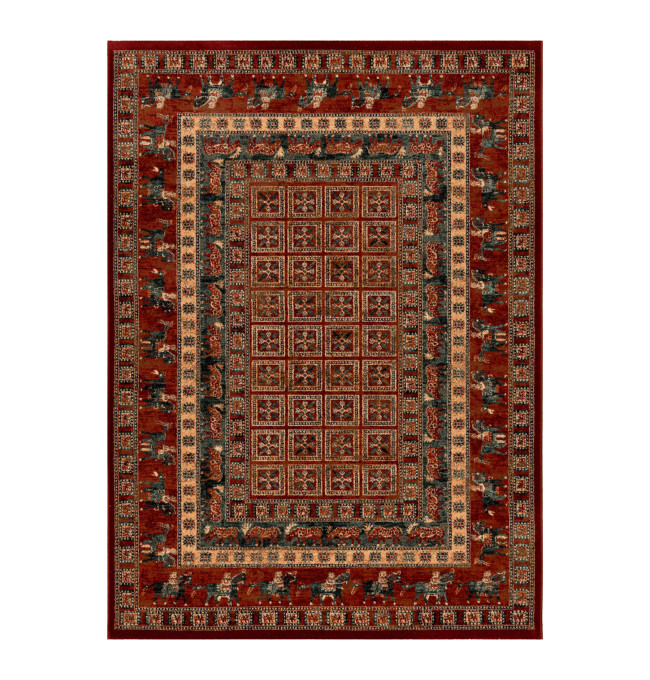Koberec KASHQAI 4301 300 orientální / rám, terakota / zelený