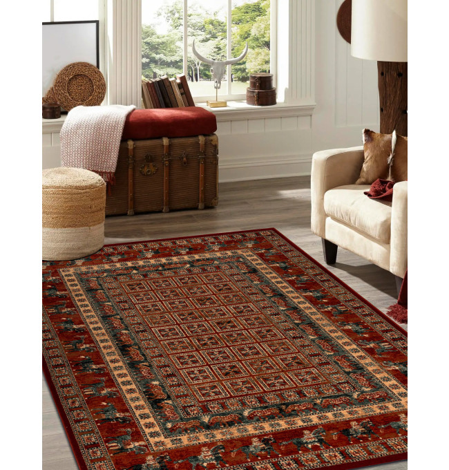 Koberec KASHQAI 4301 300 orientální / rám, terakota / zelený