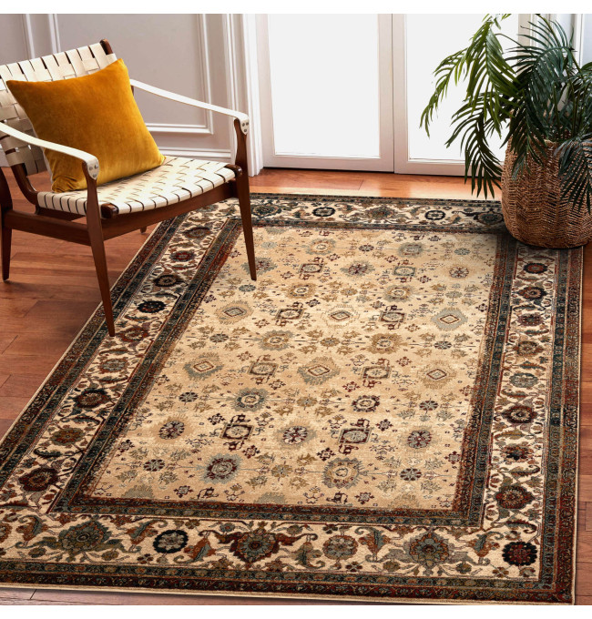 Koberec OMEGA AVILA Ornament rám, béžový