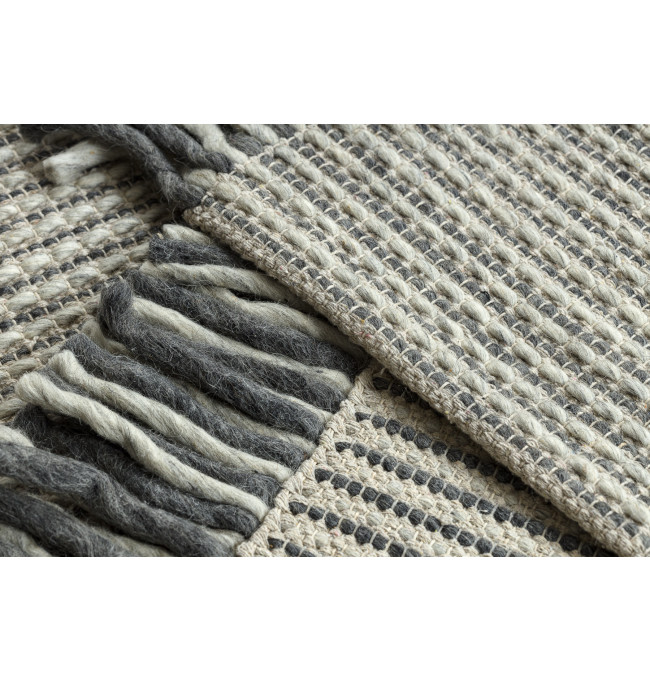 Koberec TAHAR 99003F krémový / šedý, linie / třásně