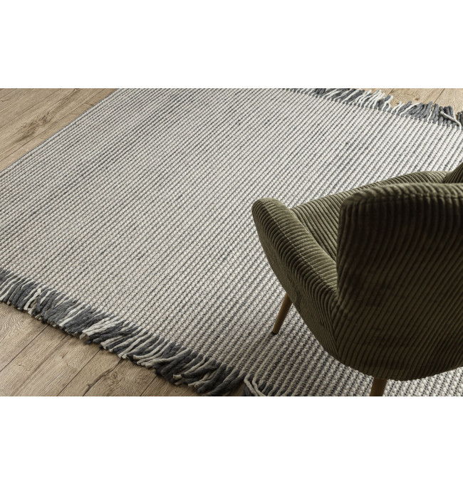 Koberec TAHAR 99003F krémový / šedý, linie / třásně