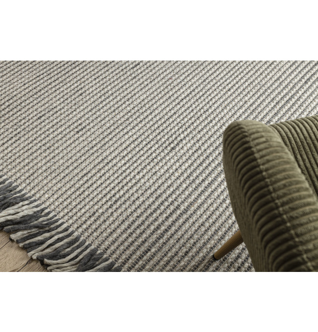 Koberec TAHAR 99003F krémový / šedý, linie / třásně