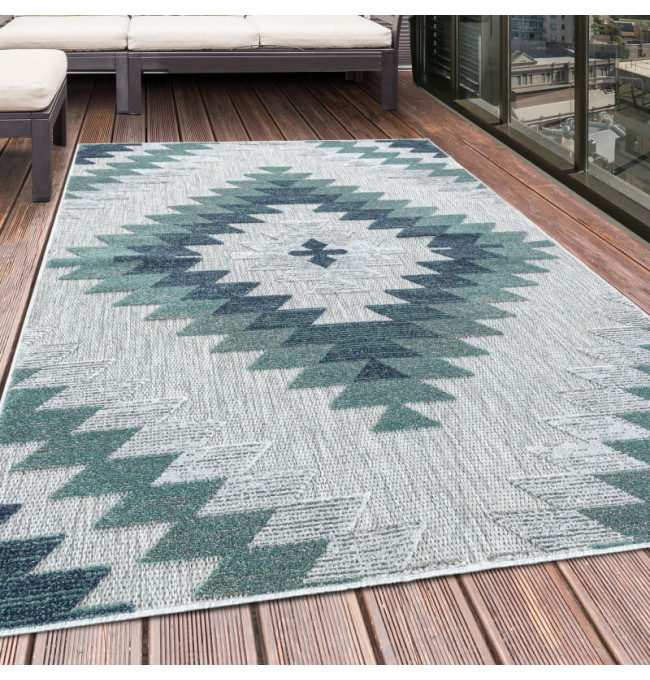 Šňůrkový koberec Bahama 3D geometrický, šedý / krémový