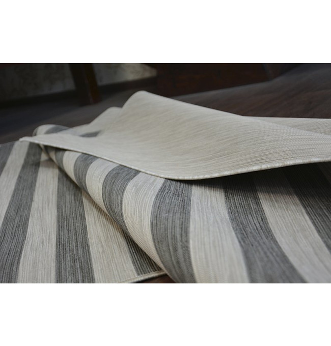 Exteriérový Oboustranný Koberec SIZAL DOUBLE  29205/095 Pásy černý bež/melanž béž