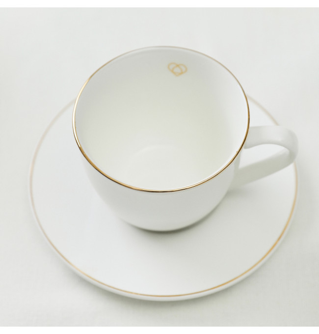 Šálek AURO s podšálkem, se zlatým okrajem ALL 992036 210 ml