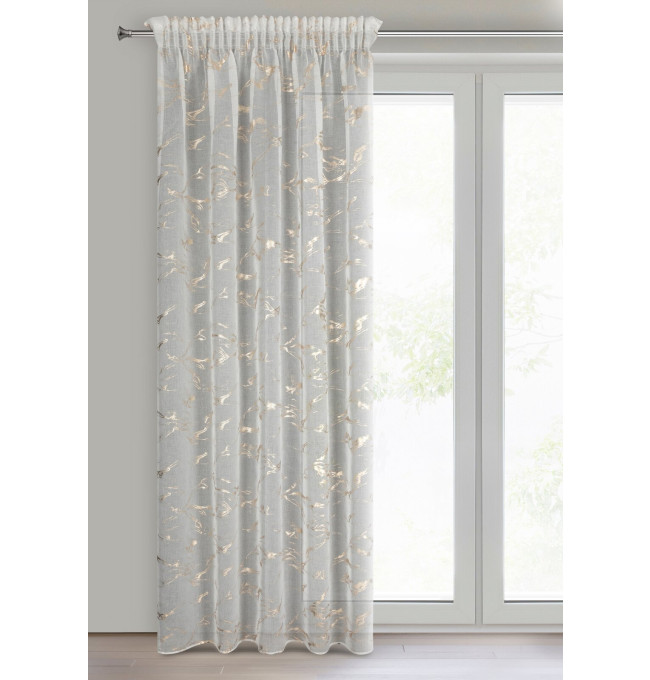 Hotová záclona ALINA bílá / zlatá - na pásce