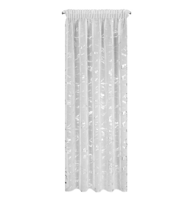 Hotová záclona ALINA bílá / stříbrná - na pásce