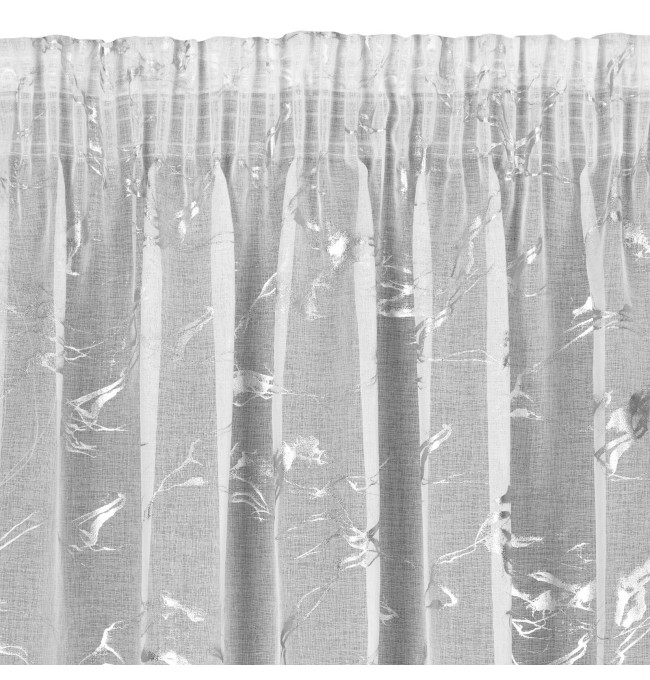 Hotová záclona ALINA bílá / stříbrná - na pásce