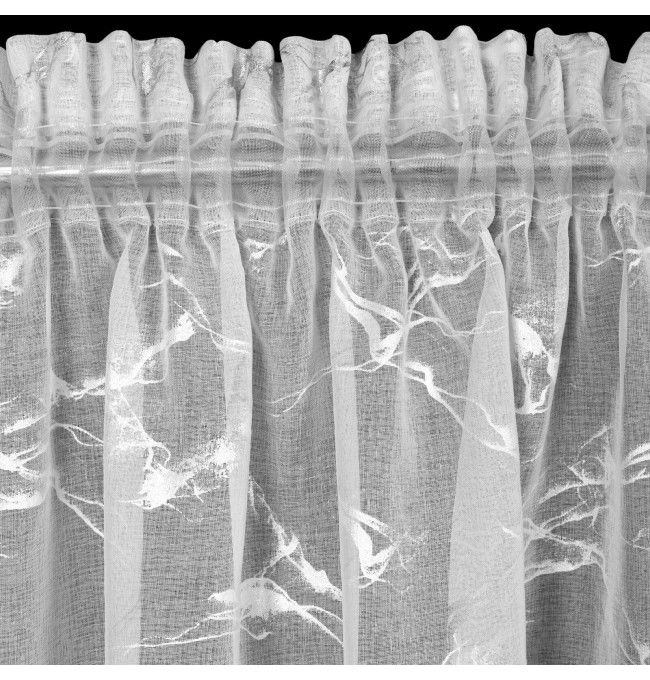 Hotová záclona ALINA bílá / stříbrná - na pásce