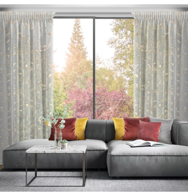 Hotová záclona ALINA bílá / zlatá - na pásce