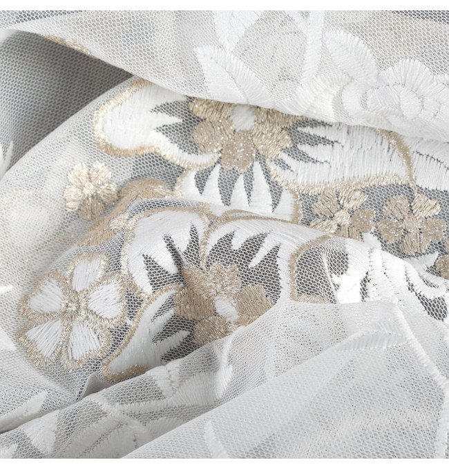 Hotová záclona ALIRA krémová / šampaňská - na průchodkách