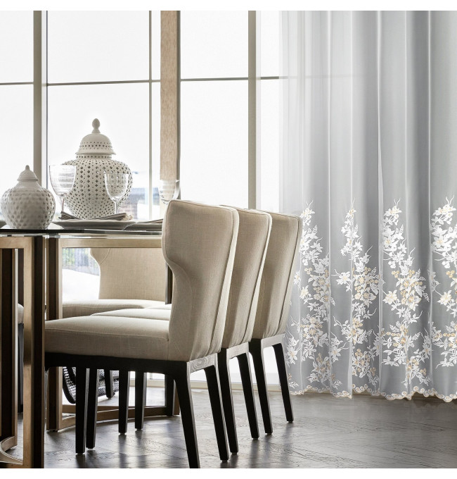 Hotová záclona ALIRA krémová / šampaňská - na průchodkách