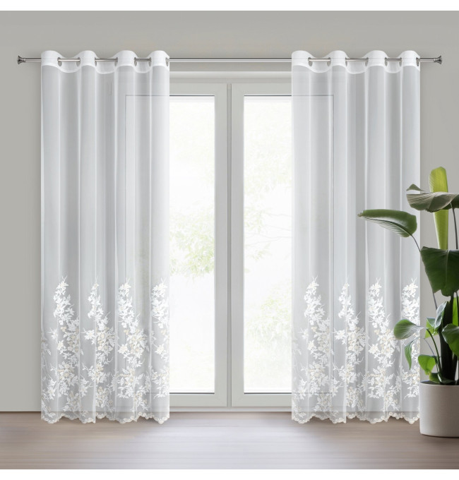 Hotová záclona ALIRA krémová / šampaňská - na průchodkách