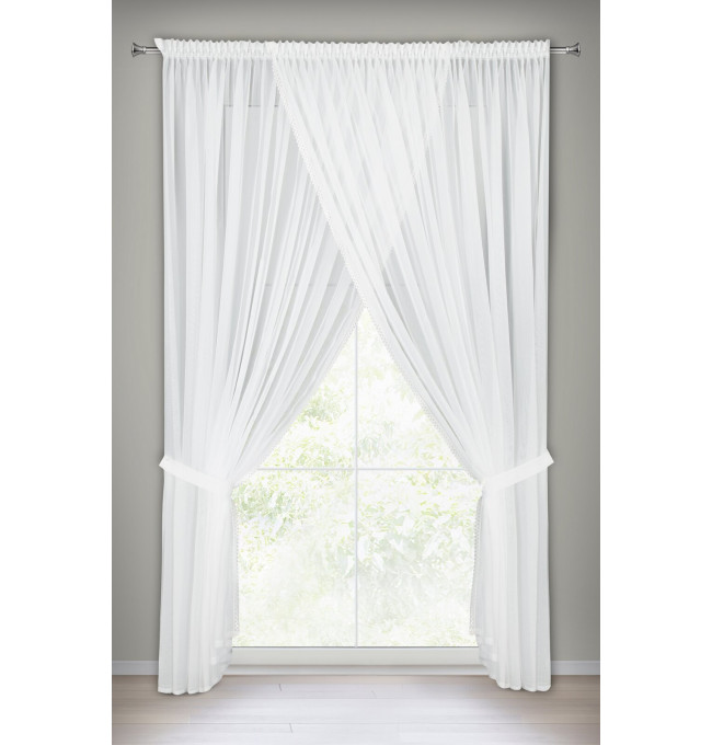 Hotová záclona CAROLINE bílá - na pásce