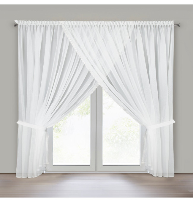 Hotová záclona CAROLINE bílá - na pásce