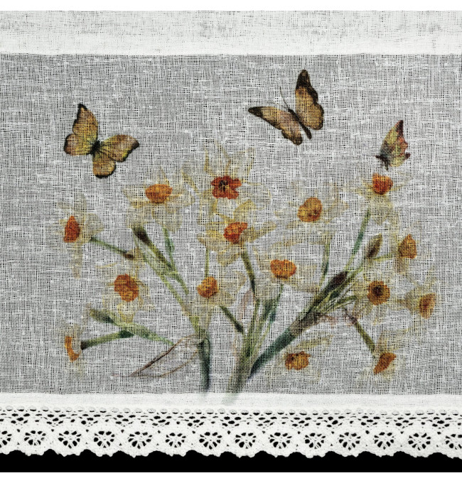 Hotová záclona FLORA žlutá - s tunelem