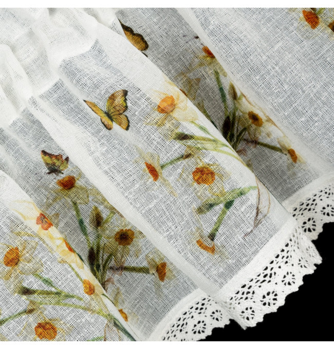 Hotová záclona FLORA žlutá - s tunelem