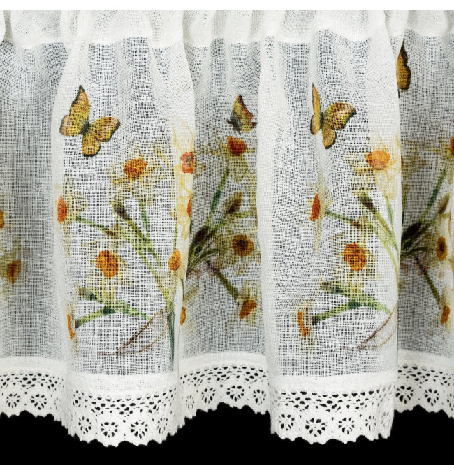 Hotová záclona FLORA žlutá - s tunelem