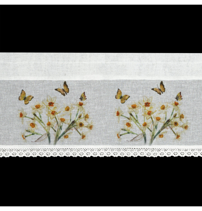 Hotová záclona FLORA žlutá - s tunelem