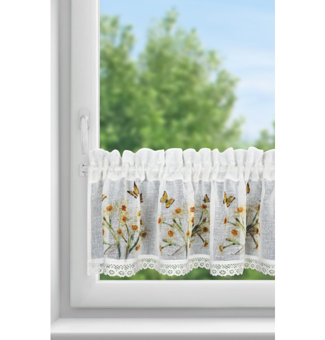 Hotová záclona FLORA žlutá - s tunelem