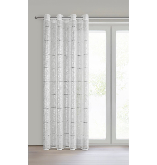 Hotová záclona KATY bílá / stříbrná - na průchodkách