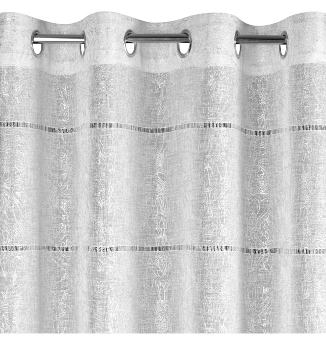 Hotová záclona KATY bílá / stříbrná - na průchodkách