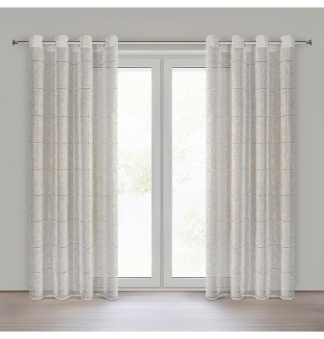 Hotová záclona KATY bílá / zlatá - na průchodkách