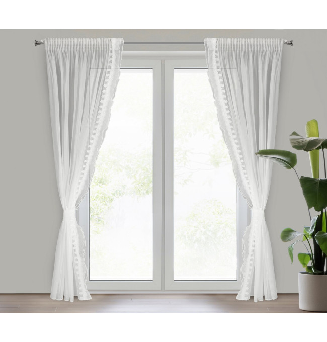 Hotová záclona LARISA bílá - na pásce