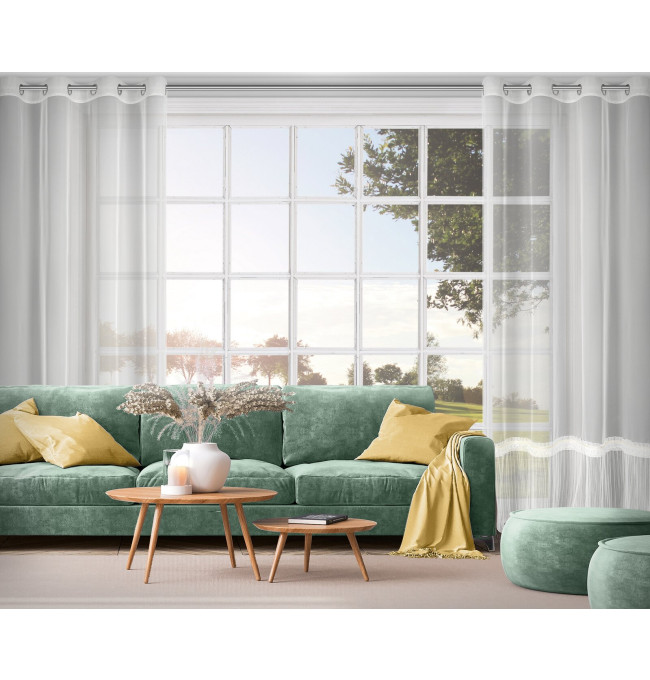 Hotová záclona MEGAN bílá - na průchodkách