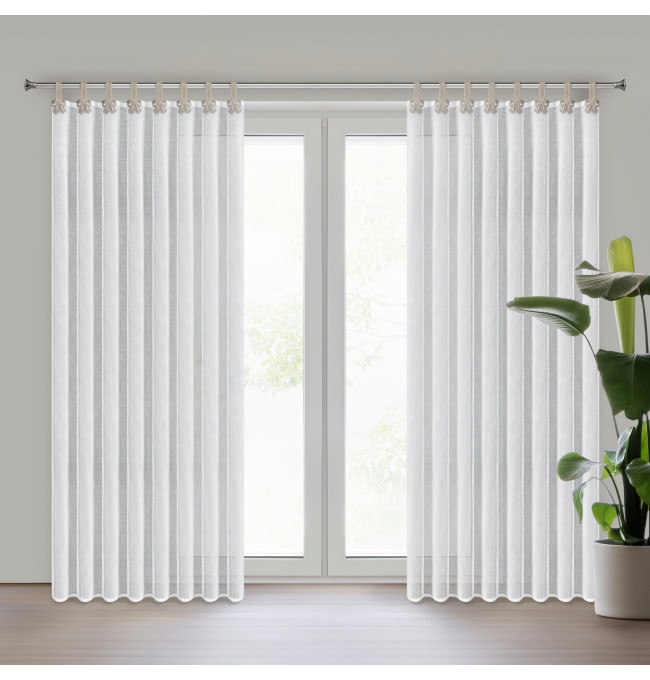 Hotová záclona MELISA bílá / béžová - na průchodkách