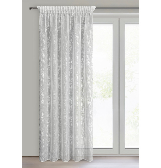 Hotová záclona MIA bílá / stříbrná - na pásce