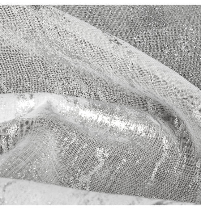 Hotová záclona MIA bílá / stříbrná - na pásce