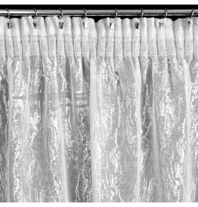 Hotová záclona MIA bílá / stříbrná - na pásce