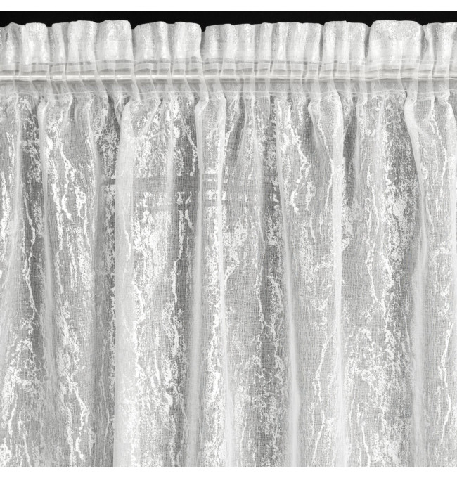 Hotová záclona MIA bílá / stříbrná - na pásce