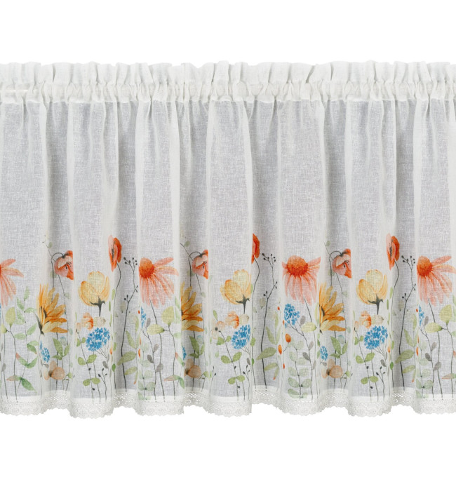 Hotová záclona NATI bílá / červená - s tunelem