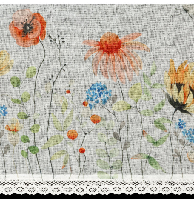 Hotová záclona NATI bílá / červená - s tunelem