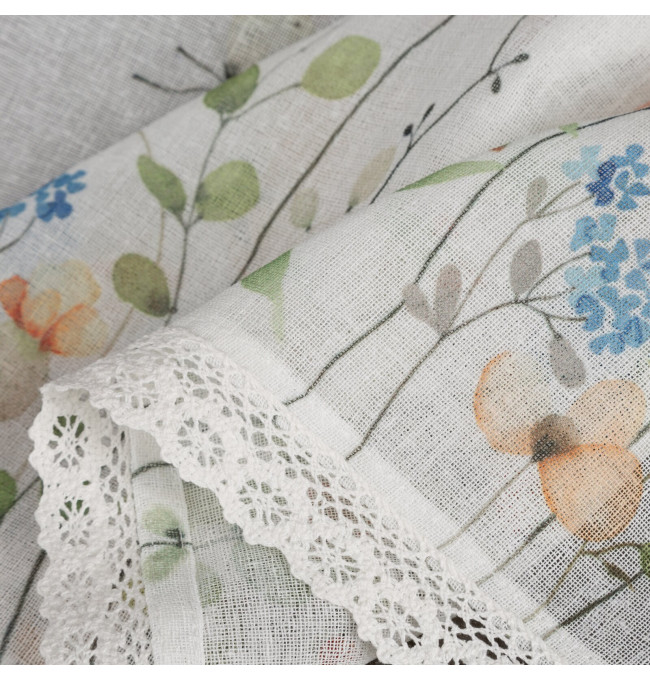 Hotová záclona NATI bílá / červená - s tunelem