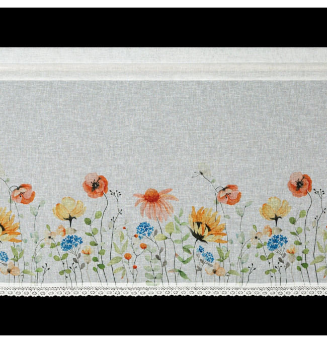 Hotová záclona NATI bílá / červená - s tunelem