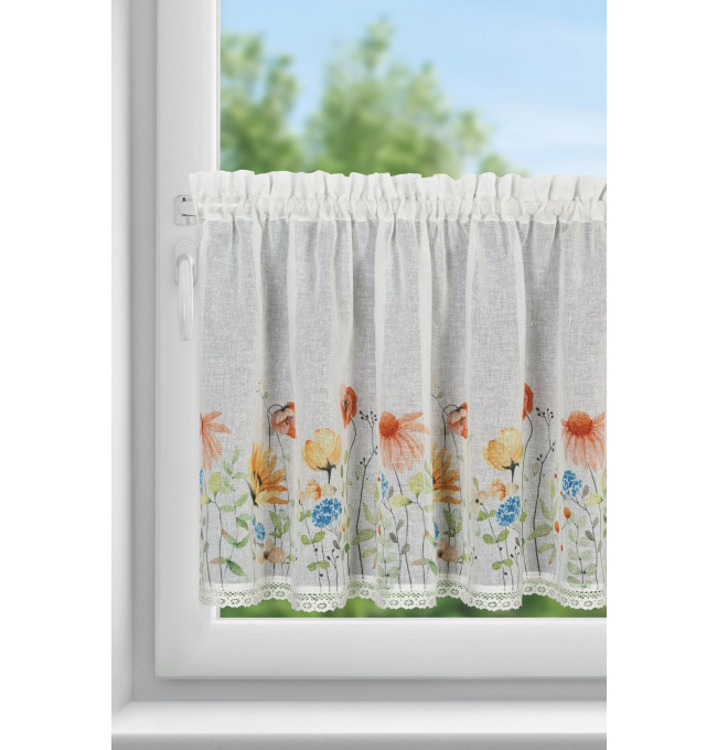 Hotová záclona NATI bílá / červená - s tunelem