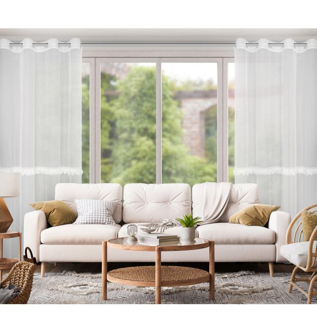 Hotový závěs SYLVI bílý - na průchodkách